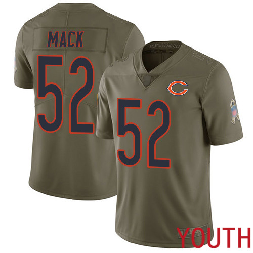 Chicago Bears Limited Olive Youth Khalil Mack Jersey NFL Football #52 2017 Salute to Service->youth nfl jersey->Youth Jersey